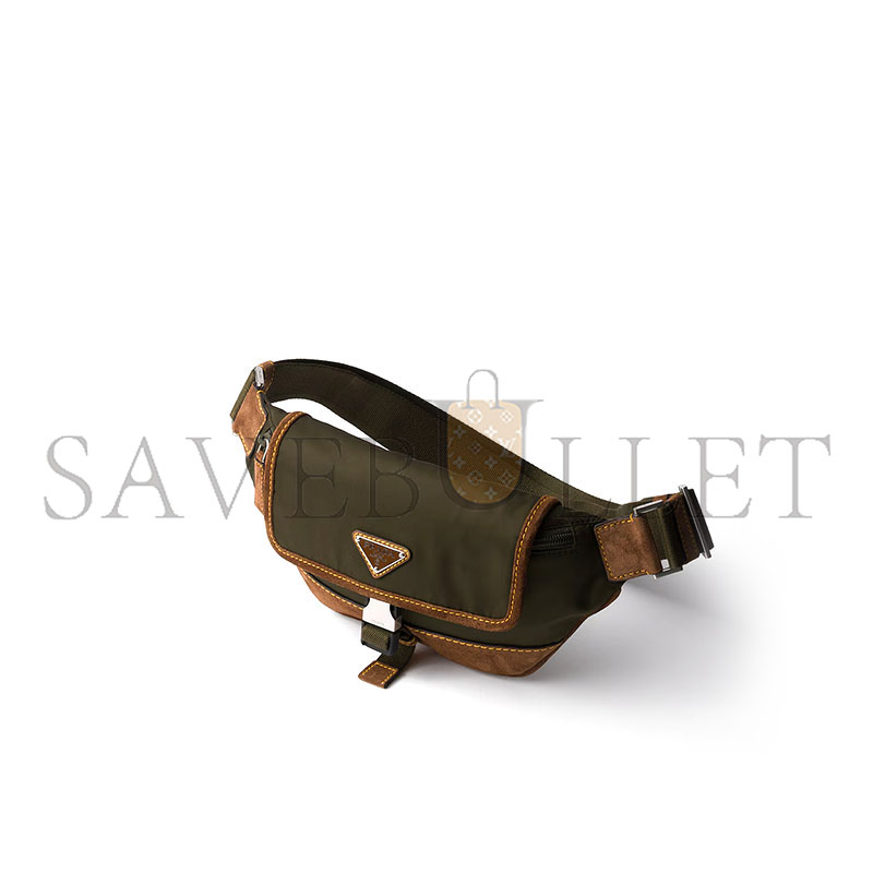 PRADA RE-NYLON AND SUEDE BELT BAG 2VH176 (18*15*5cm) PRADA RE-NYLON AND SUEDE BELT BAG 2VH176 (18*15*5cm)